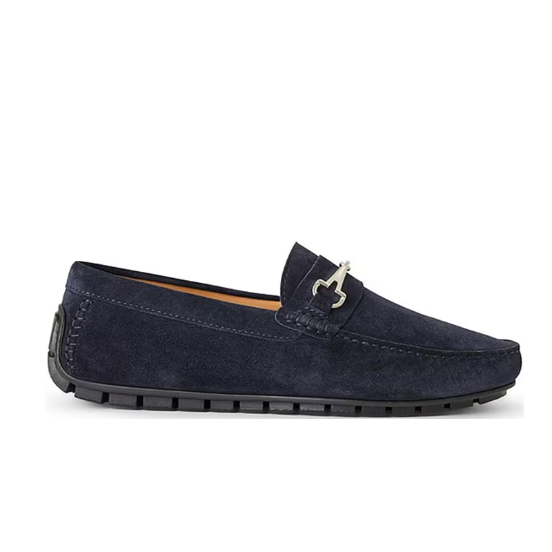 Opp France Blue Flat Suede Breathable Soft-soled Slip-on Shoes