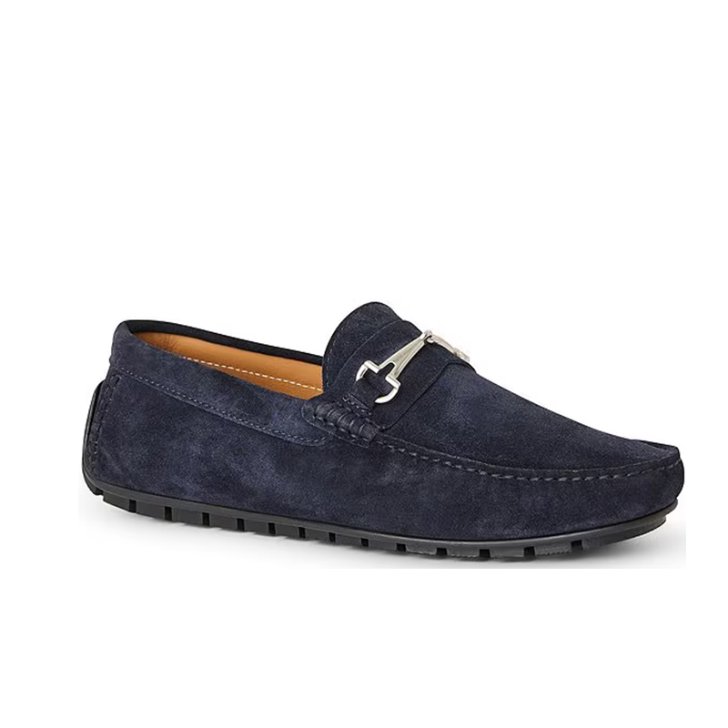 opp france Blue flat suede breathable soft-soled slip-on shoes