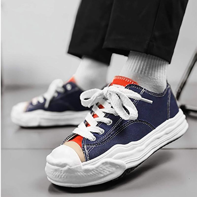Opp France Blue Lace-up Men’s Low-top Platform Casual Shoes