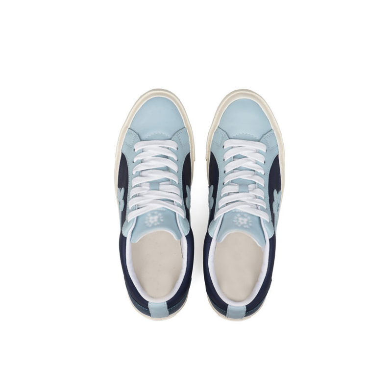 Opp France Blue Low-top Small Flower Matching Lace-up Men’s And Women’s Casual Shoes