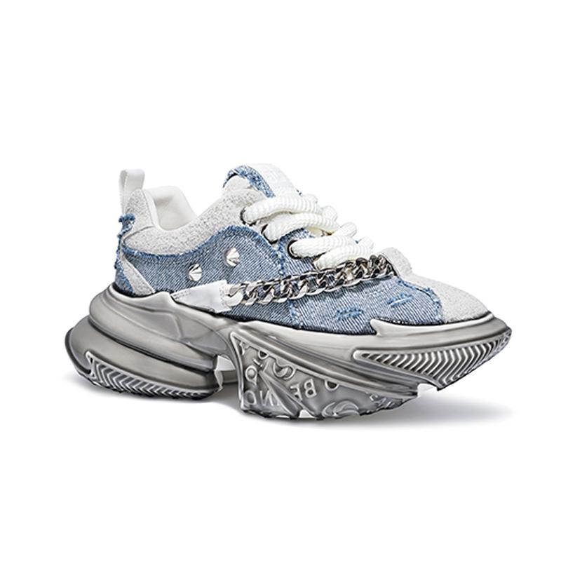 Opp France Blue Sneakers Super Cool Yacht Shoes Thick Soled Dad Shoes Unisex