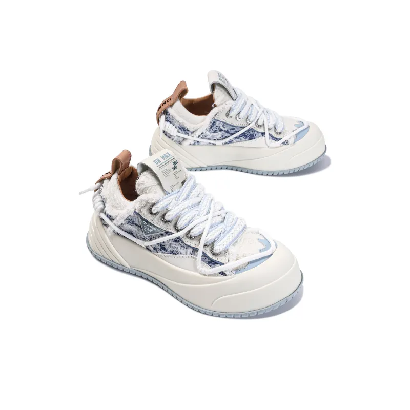 Opp France Blue Tassel Edge Trendy Lace-up Casual Shoes For Men And Women