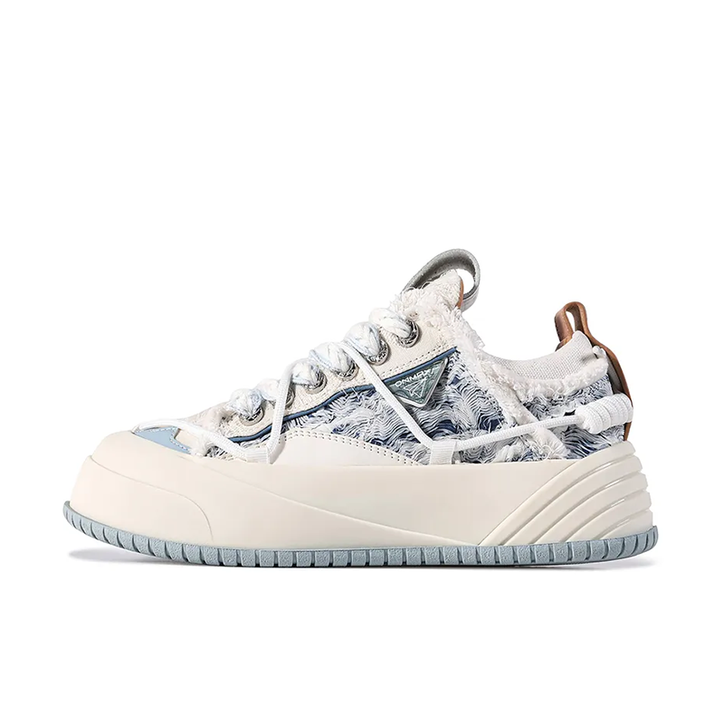 opp france Blue tassel edge trendy lace-up casual shoes for men and women