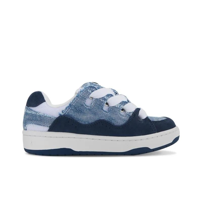 Opp France Blue White Denim Lace Up Low Cut Unisex Casual Shoes