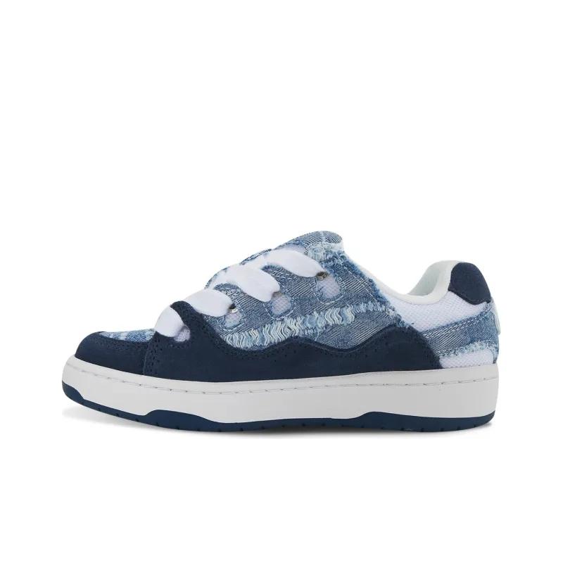 opp france Blue White denim lace up low cut unisex casual shoes