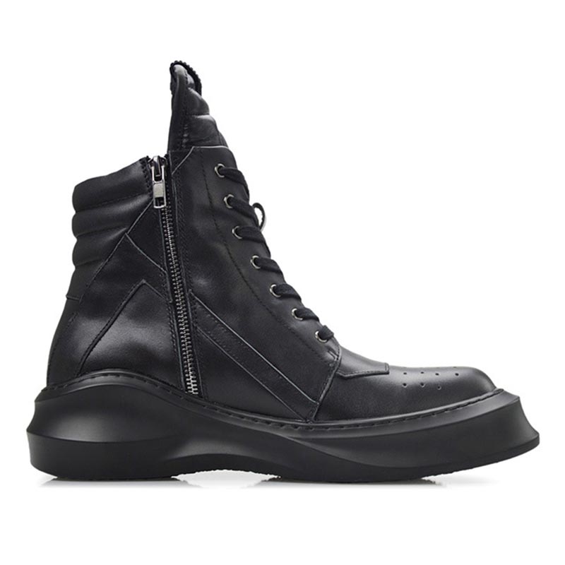 Opp France British Style Thick-soled High-top Casual Shoes Black