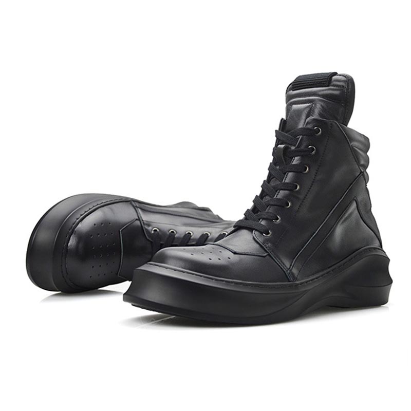 Opp France British Style Thick-soled High-top Casual Shoes Black