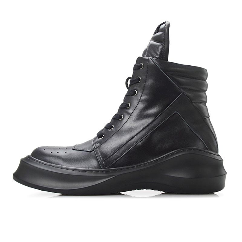 opp france British Style Thick-soled High-top Casual Shoes Black