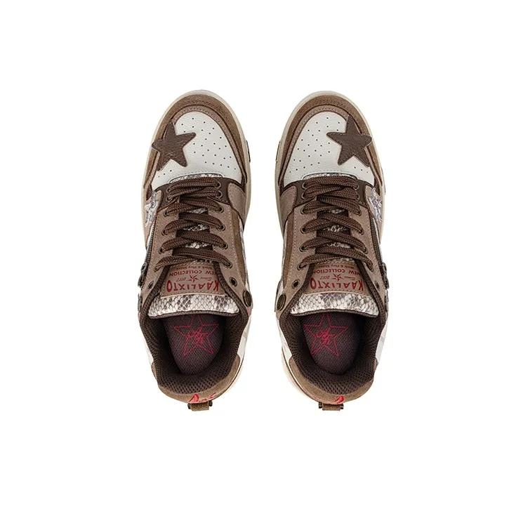 Opp France Brown And White Lace Up Trendy Star Casual Shoes For Both Men And Women