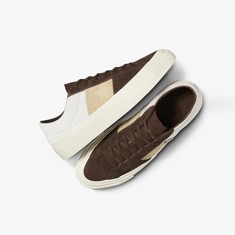 Opp France Brown And White Stitching Low-top Trendy Suede Lace-up Unisex Casual Shoes