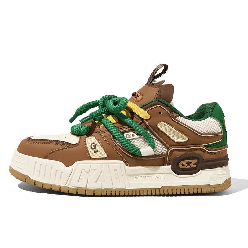 opp france Brown fashionable lace up breathable men’s board shoes casual shoes