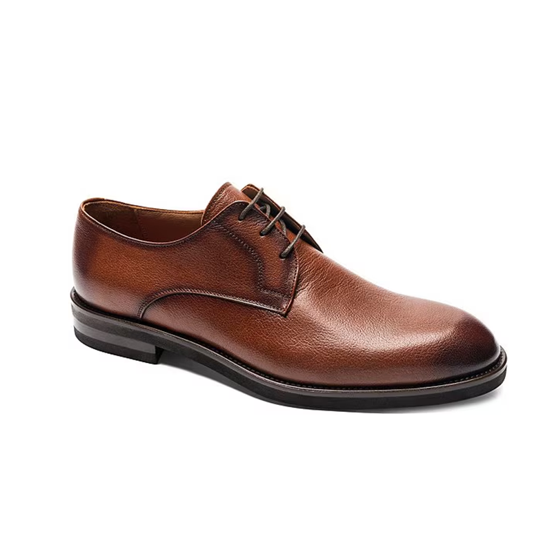 opp france Brown lace-up retro business men’s leather shoes