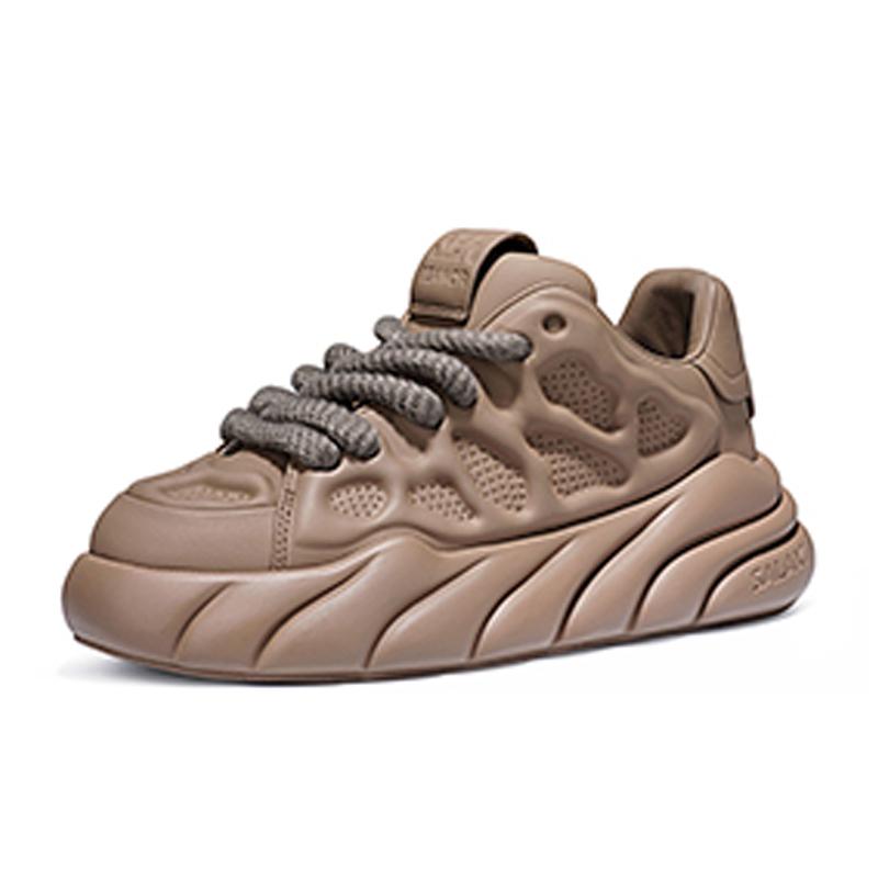 Opp France Caramel Colored Genuine Leather Trendy Low-top Trendy Versatile Thick-soled Men’s Casual Shoes