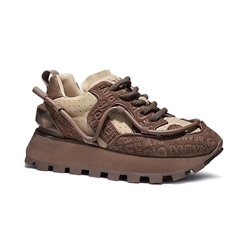 Opp France Caramel Retro Niche Sports Unisex Shoes Thick Soled Versatile Casual Shoes