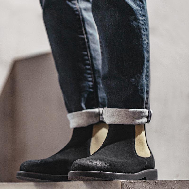 Opp France Contrast British Style Chelsea Boots Black