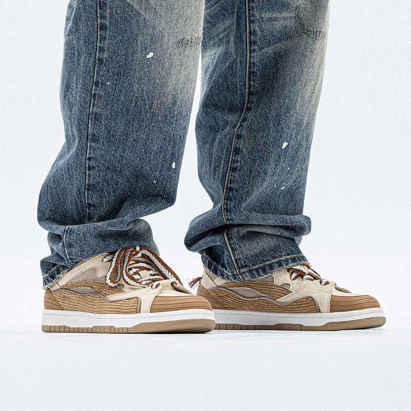 Opp France Corduroy Vintage Platform Casual Shoes Apricot