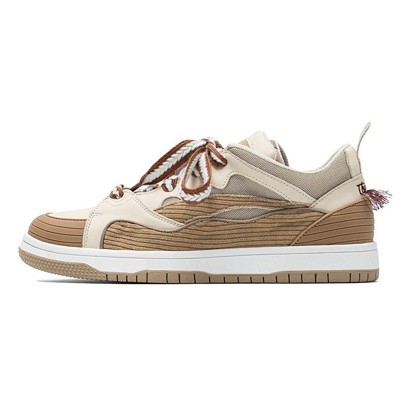 opp france Corduroy Vintage Platform Casual Shoes Apricot