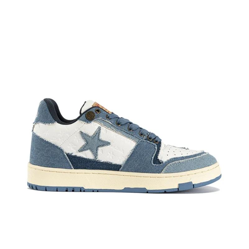 Opp France Denim Blue And White Lace Up Trendy Star Casual Shoes For Both Men And Women