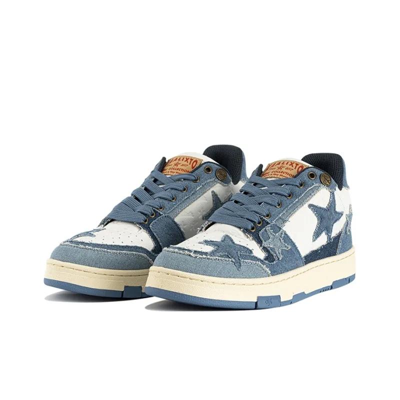 Opp France Denim Blue And White Lace Up Trendy Star Casual Shoes For Both Men And Women