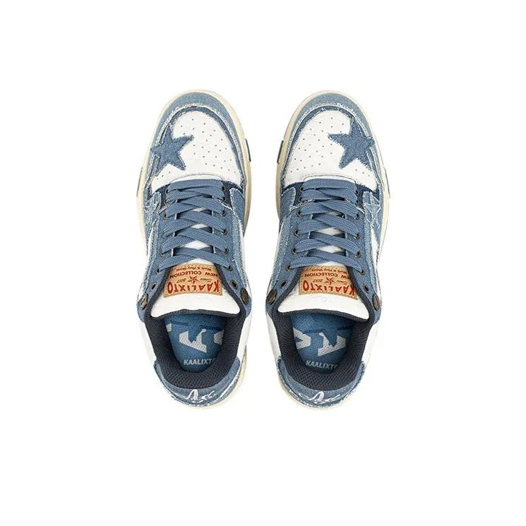 Opp France Denim Blue And White Lace Up Trendy Star Casual Shoes For Both Men And Women