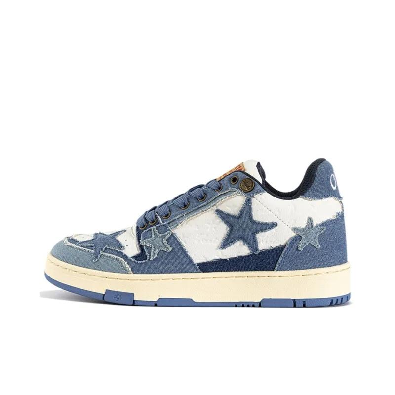 opp france Denim Blue and white lace up trendy star casual shoes for both men and women