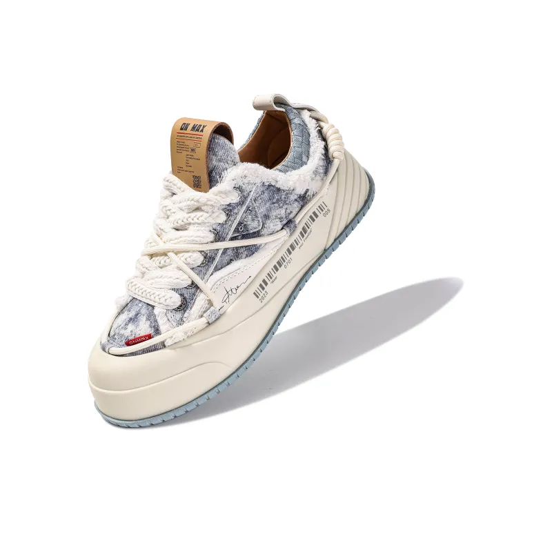 Opp France Denim Blue Tassel Edge Trendy Lace-up Unisex Casual Shoes