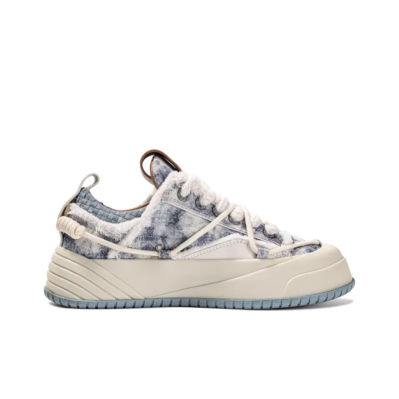 Opp France Denim Blue Tassel Edge Trendy Lace-up Unisex Casual Shoes