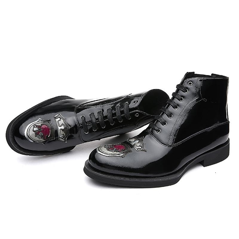 Opp France Embroidered Pointed Toe Martin Boots Black