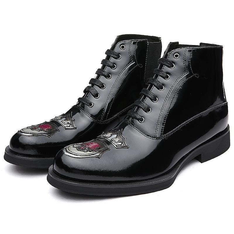 Opp France Embroidered Pointed Toe Martin Boots Black