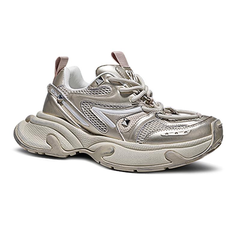 Opp France Gold Colored Unisex Retro Dad Shoes Summer Breathable Mesh Casual Shoes