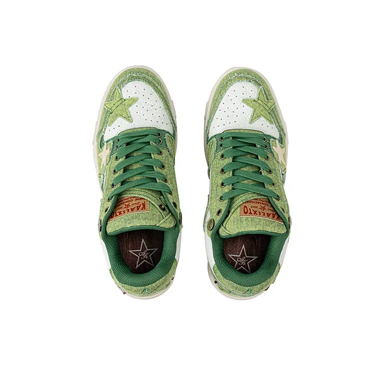 Opp France Green And White Lace Up Trendy Star Casual Shoes For Both Men And Women