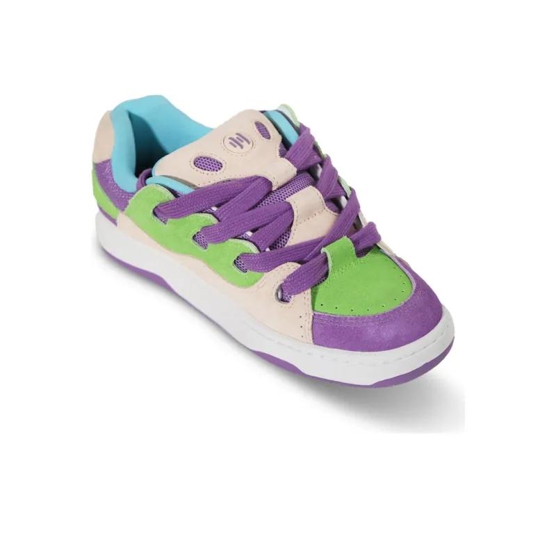 Opp France Green Purple Patchwork Lace Up Fashionable Unisex Casual Shoes