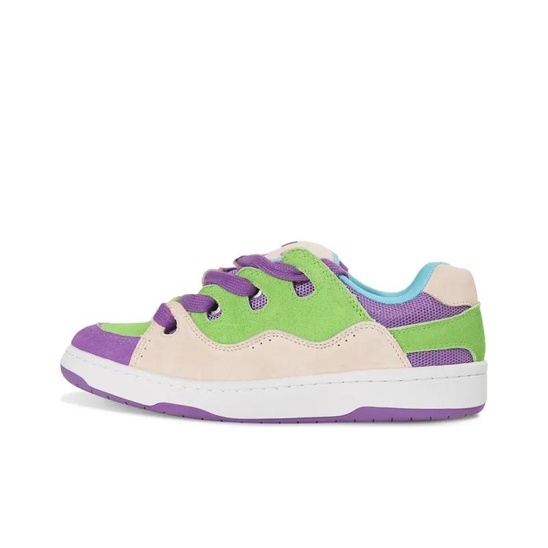 opp france Green purple patchwork lace up fashionable unisex casual shoes
