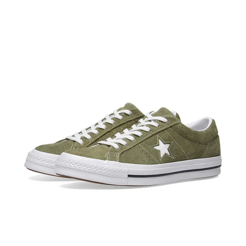 Opp France Green Suede Lace-up Star Personality Unisex Casual Shoes