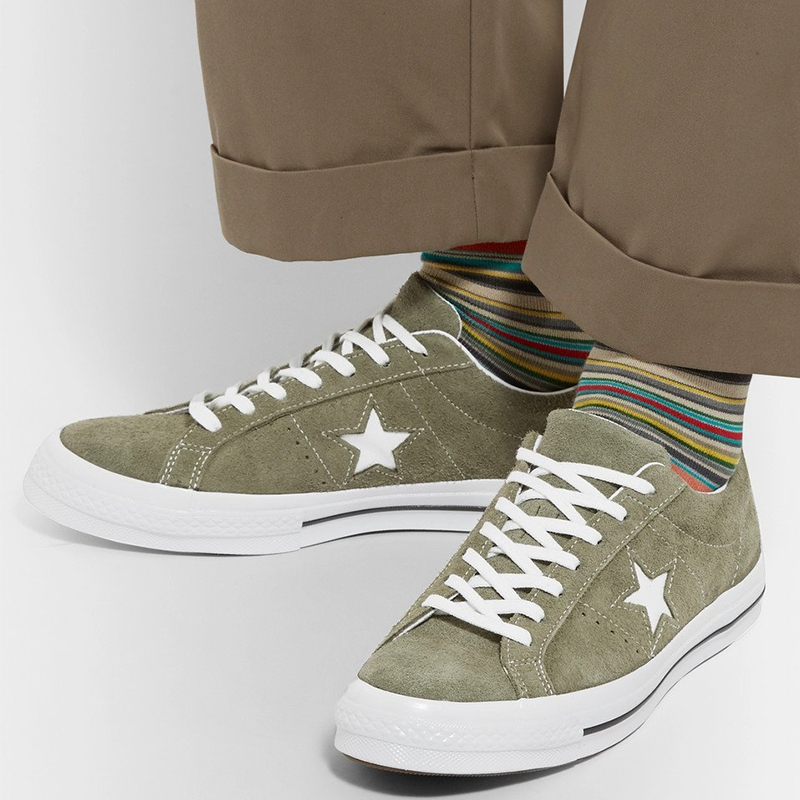 Opp France Green Suede Lace-up Star Personality Unisex Casual Shoes