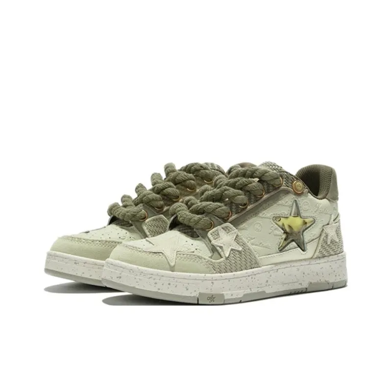 Opp France Green Thick Laces Star Unisex Casual Shoes
