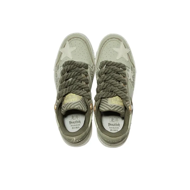 Opp France Green Thick Laces Star Unisex Casual Shoes