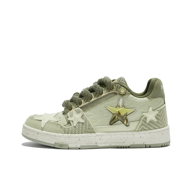 opp france Green thick laces star unisex casual shoes