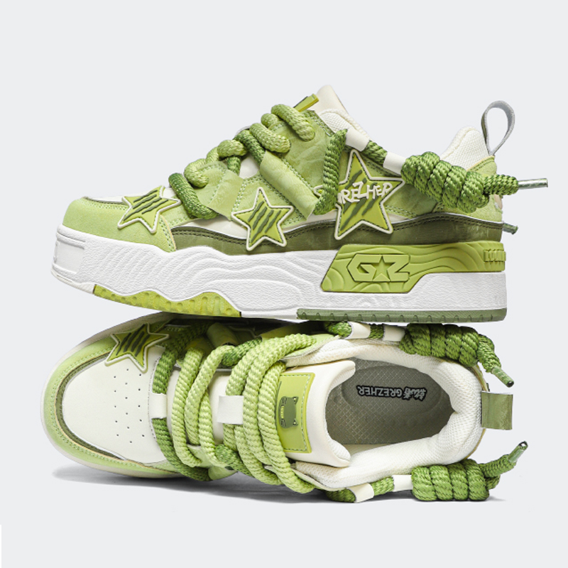 Opp France Green Unisex Couple Casual Fashion Shoes Personalized Star Sneakers