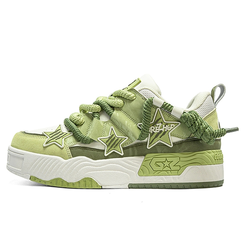 opp france green Unisex Couple Casual Fashion Shoes Personalized Star Sneakers