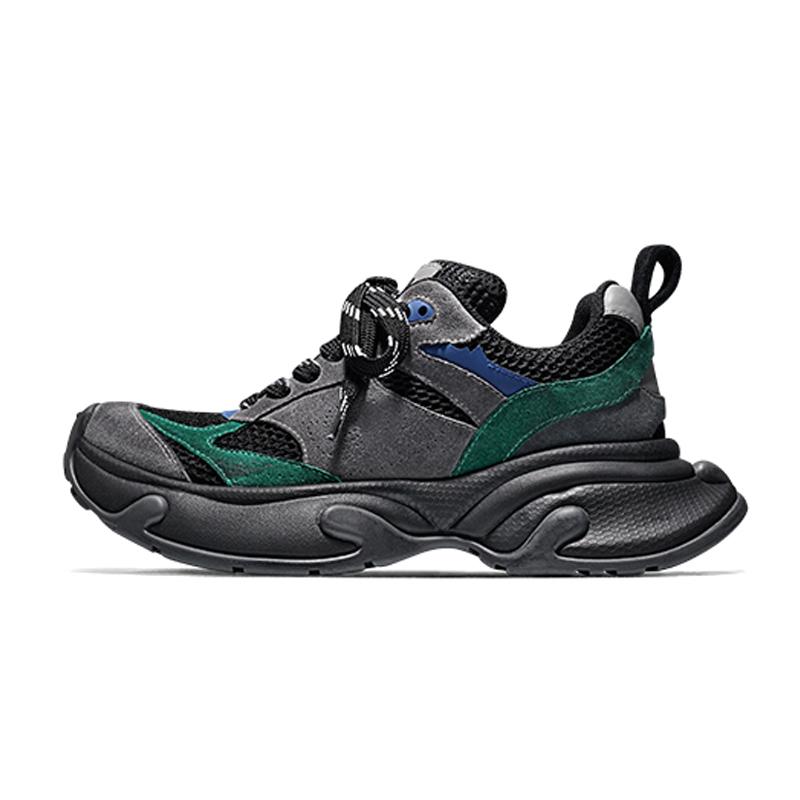 opp france Grey green cool and breathable versatile men’s dad shoes with thick soles niche casual shoes