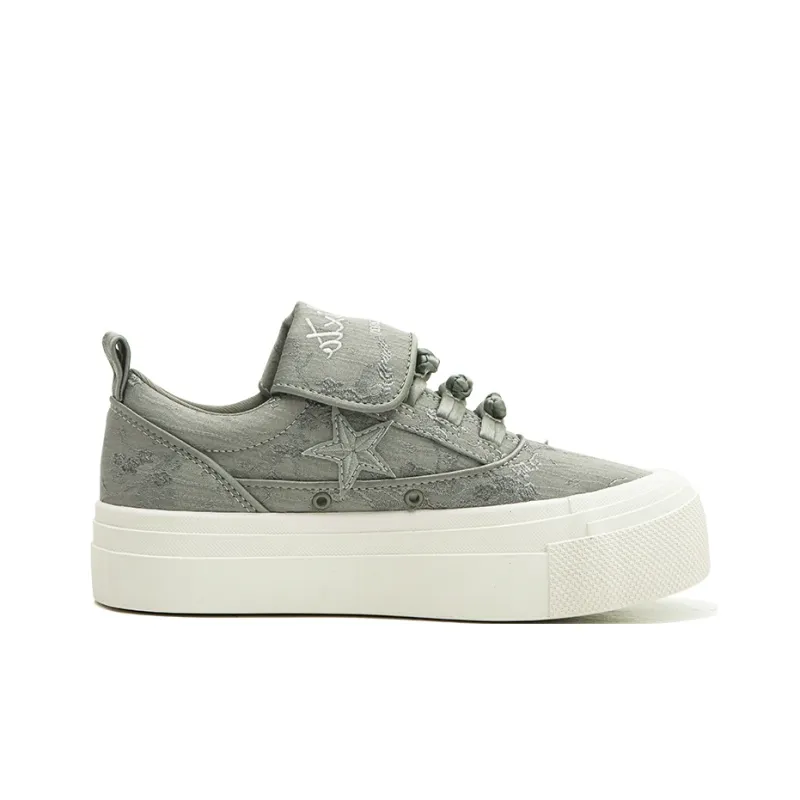 Opp France Grey Lace-Up Star Print Unisex Casual Shoes