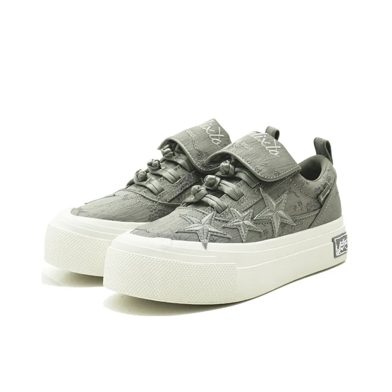 Opp France Grey Lace-Up Star Print Unisex Casual Shoes