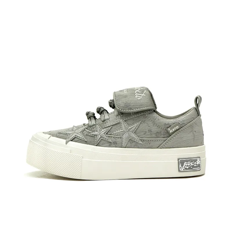 opp france Grey Lace-Up Star Print Unisex Casual Shoes