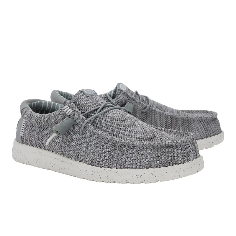 Opp France Grey Plus Size Lightweight And Breathable Fly Woven Men’s Lazy Shoe Set For Casual Wear