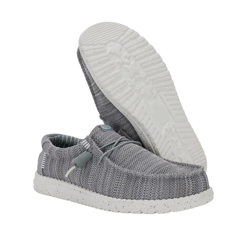 Opp France Grey Plus Size Lightweight And Breathable Fly Woven Men’s Lazy Shoe Set For Casual Wear