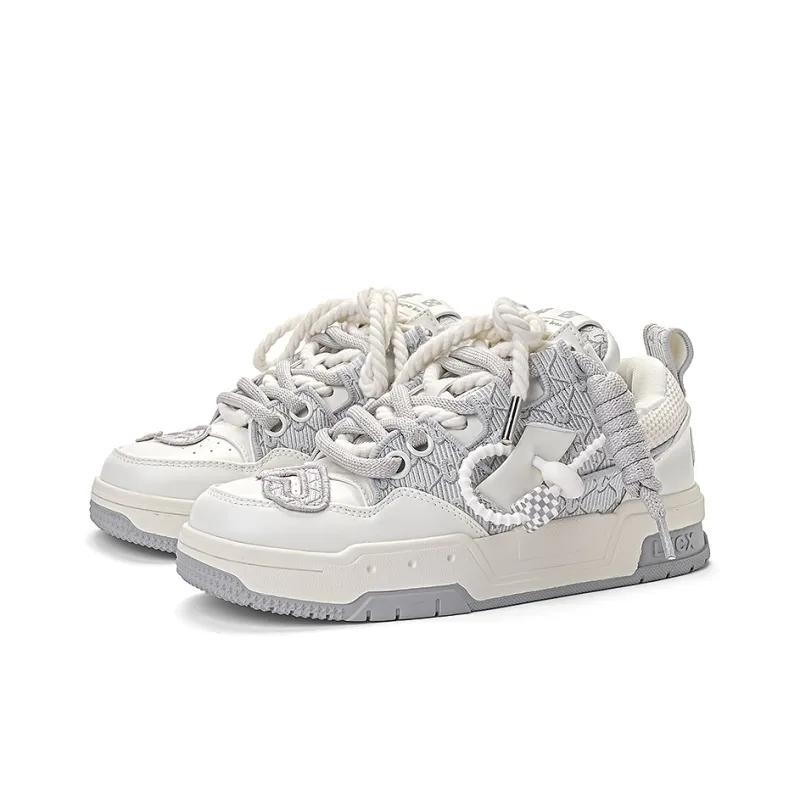 Opp France Grey Retro Lace Up Trendy Unisex Casual Shoes Board Shoes