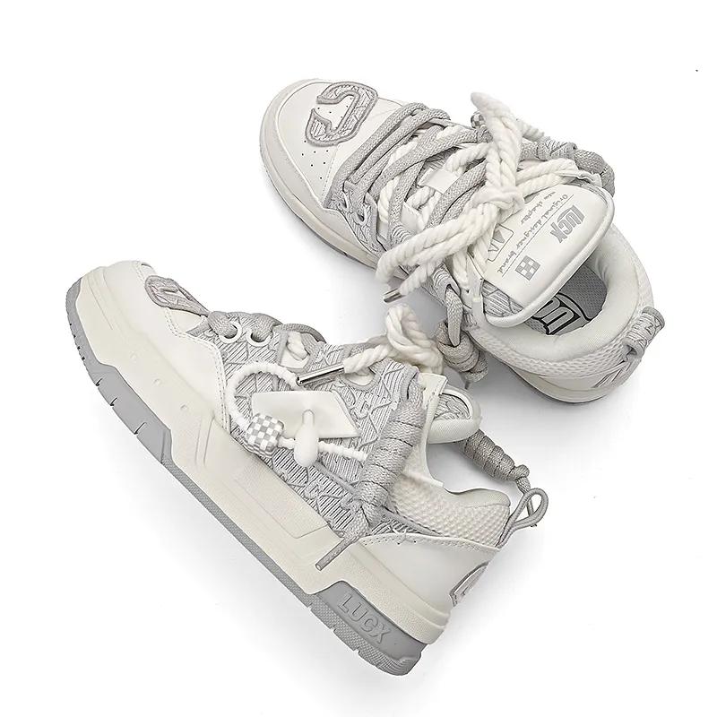 Opp France Grey Retro Lace Up Trendy Unisex Casual Shoes Board Shoes
