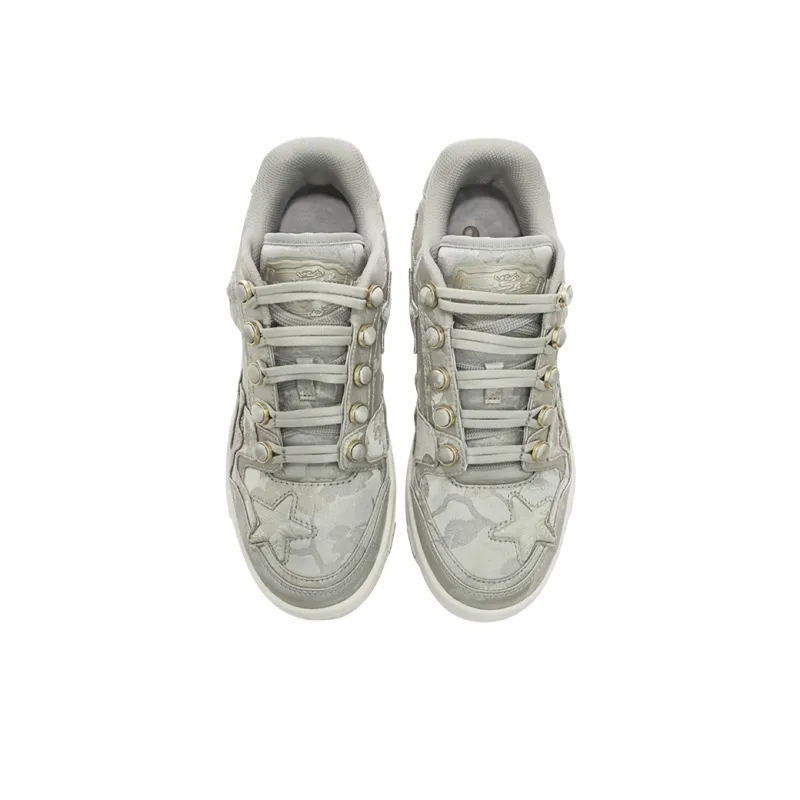 Opp France Grey Star Print Buckle Unisex Casual Shoes