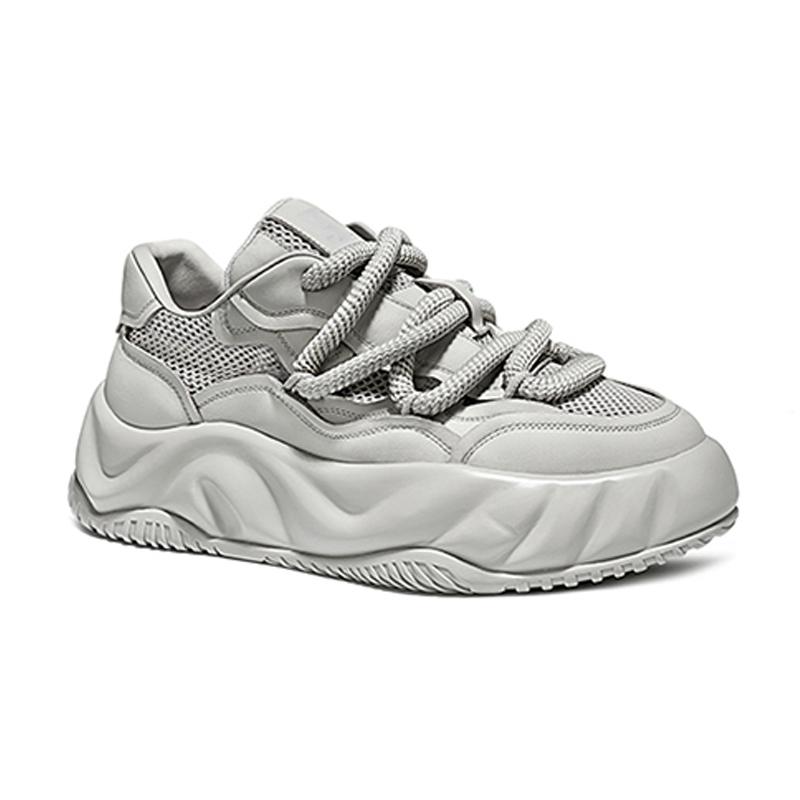 Opp France Grey Summer New Unisex Thick Soled Height Increasing Bread Shoes With Mesh Breathable Sports Shoes